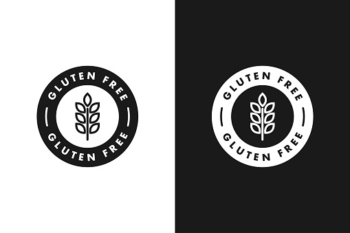 Gluten free, label, sticker or symbol. Gluten free icon sign. Diet concept. Healthy eating. Natural and organic foods.
