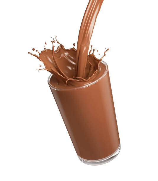 istock Chocolate or Cocoa Pouring and splash, Glass with Dark Chocolate Liquid, with Clipping Path 3d illustration. 2149456707