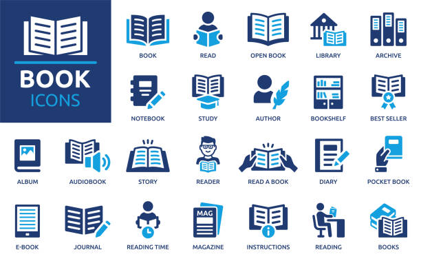 ilustrações de stock, clip art, desenhos animados e ícones de book icon set. - livros