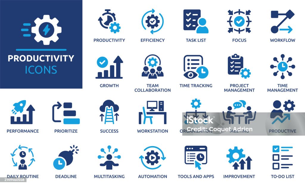 Conjunto de iconos de productividad, eficiencia y gestión de proyectos - arte vectorial de Ícono libre de derechos Conjunto de iconos de productividad, eficiencia y gestión de proyectos - arte vectorial de Ícono libre de derechos
