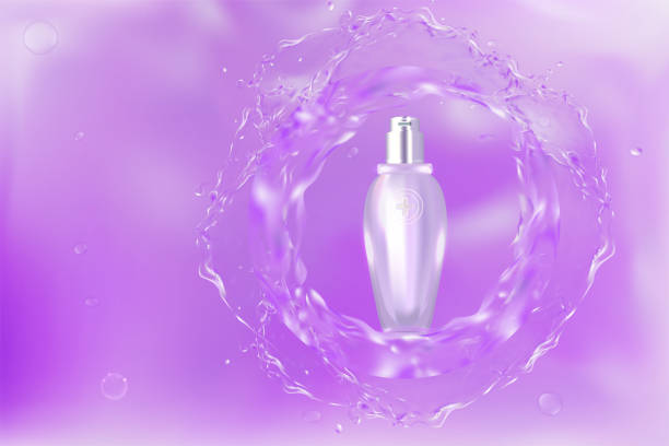 istock Beauty product ad design, purple cosmetic container with holiday concept advertising background ready to use, luxury skin care banner, illustration vector. 2149466404