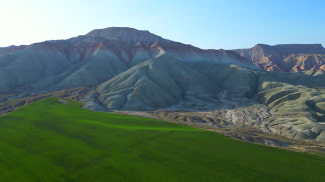 Aerial view of Nallihan mountain with beautiful colors light natural pattern of volcanic hill