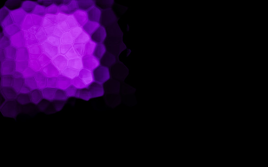 Purple Polygonal Shape on black background. Honeycomb pattern.