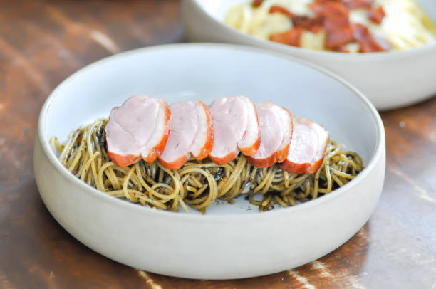 istock duck pasta or duck spaghetti or spicy spaghetti ,duck Spaghettini or pepper pasta or roasted duck pasta 2149472320