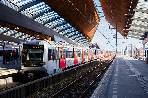 Amsterdam, The Netherlands - May 14th, 2019: Metro at Station Amsterdam Bijlmer Arena