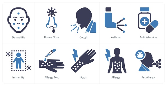 These are beautiful handcrafted pixel perfect black and blue filled allergy icons