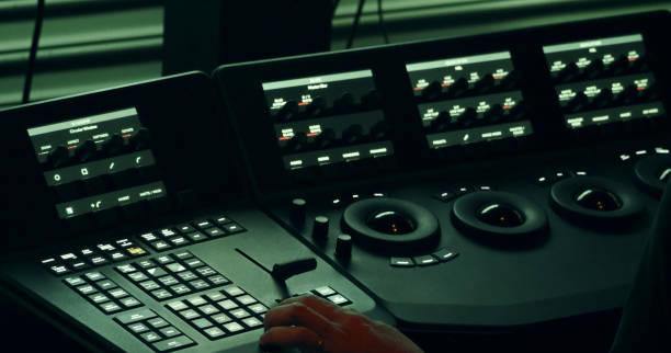 istock Colorlist machine in lab of post video production process which for adjust or edit color mood and tone in movie or film before send to online process and top view angle 2149484625