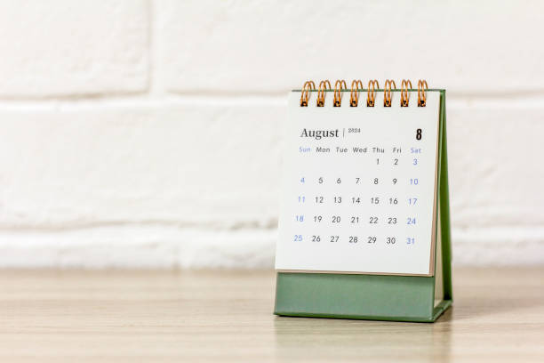 istock Desk calendar for August 2024. Calendar for planning and managing every date. 2149488795