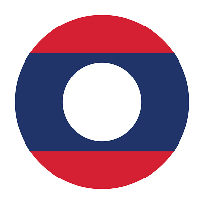 Laos flag. Lao circle flag. Flag icon. Standard color. Circle icon flag. 3d illustration. Computer illustration. Digital illustration. Vector illustration.