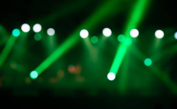 Blur image of green stage lights background