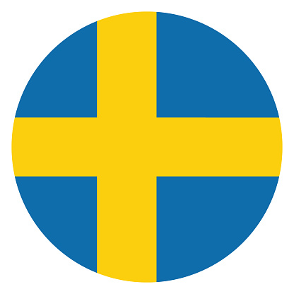 Sweden flag. Swede circle flag. Swedish flag. Sweden circle flag. Flag icon. Standard color. Circle icon flag. Computer illustration. Digital illustration. Vector illustration.