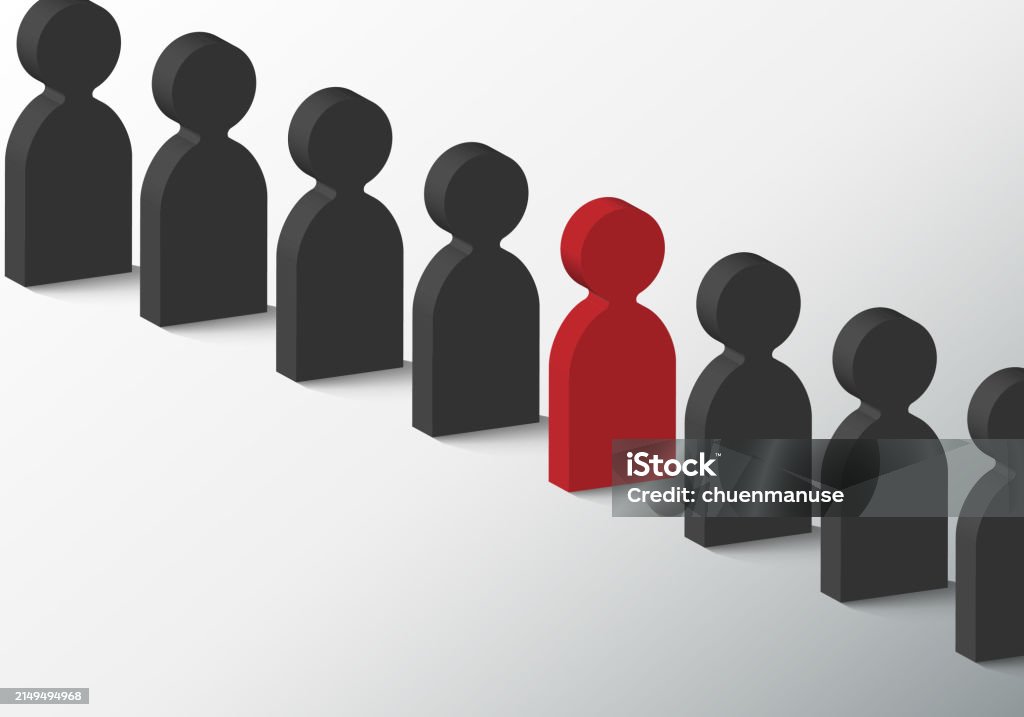 Crowd Black People Sign With Red Head Sign Problem Resolve Control ...