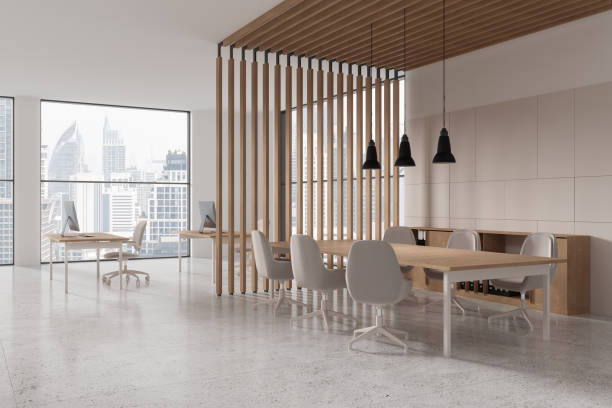 istock White and beige office board room corner 2149495408
