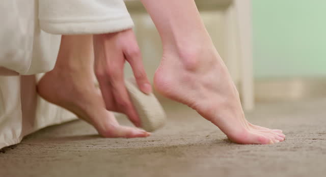 asian female lotion heel bedroom