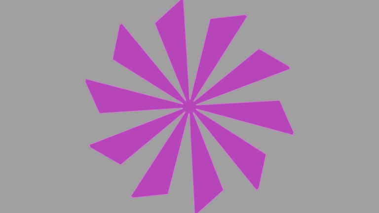 Expanding rotary blade pattern in purple on grey