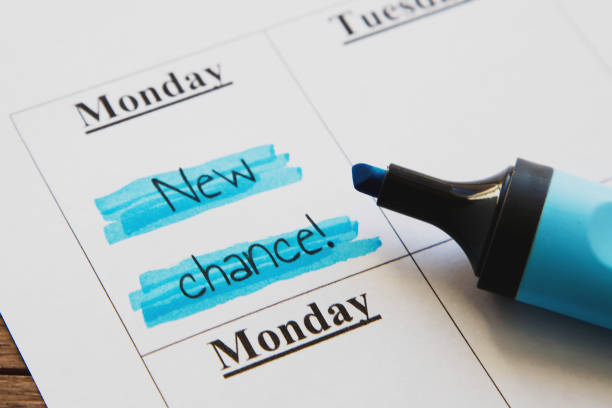istock planner calendar monday with highlighted inscription new chance, motivation concept 1 2149501794