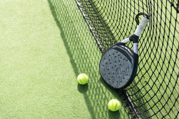 istock paddle tennis racket, ball. close- up on the racket 2149502746