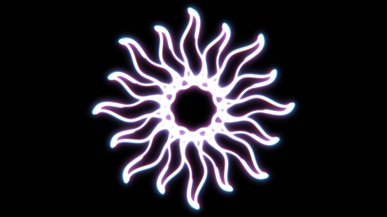 Neon mystic sun. Computer generated 3d render