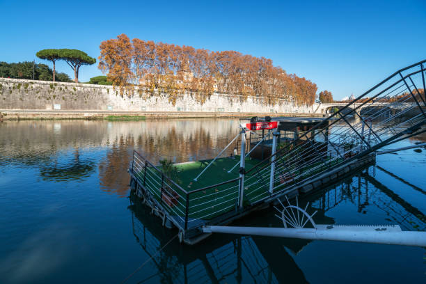 A river transport pier on the Tiber River