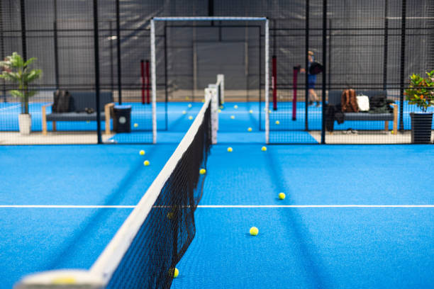 istock paddle tennis courts. Racket sports concept 2149504152