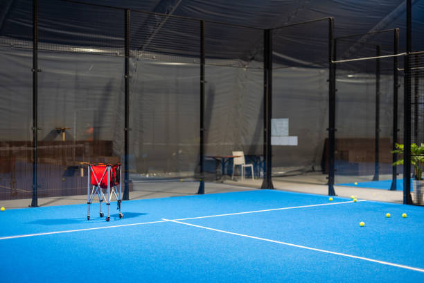 istock paddle tennis courts. Racket sports concept 2149504187
