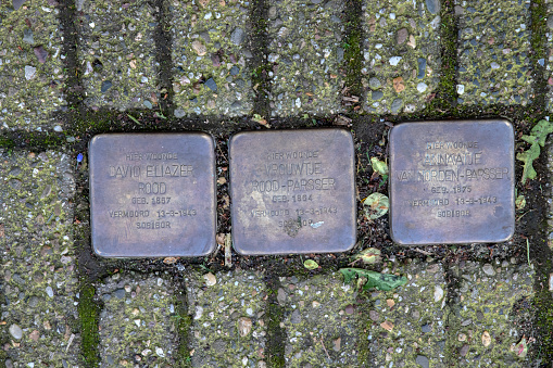Stolperstein Memorial Stone From Family Rood At Amsterdam The Netherlands 10-4-2024