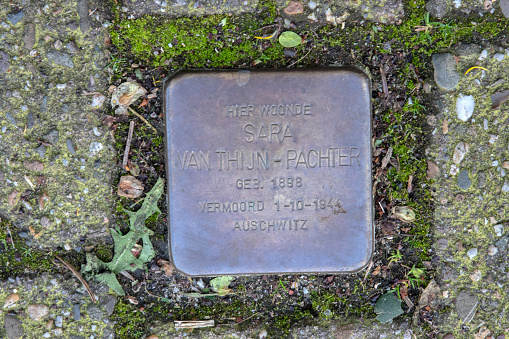 Stolperstein Memorial Stone From Sara Van Thijn-Pachter At Amsterdam The Netherlands 10-4-2024