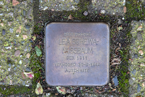 Stolperstein Memorial Stone From Lea Schewa-Nussbaum At Amsterdam The Netherlands 10-4-2024