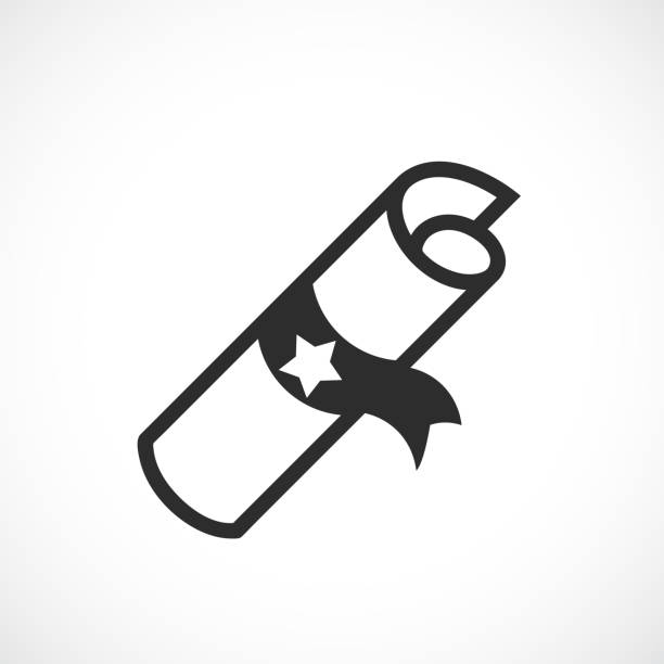 Rolled paper icon, official document pictogram Rolled paper icon, official document pictogram on white background charter document stock illustrations