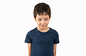 Child standing over white background