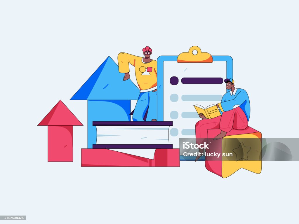 Education And Learning People Flat Vector Concept Hand Drawn ...