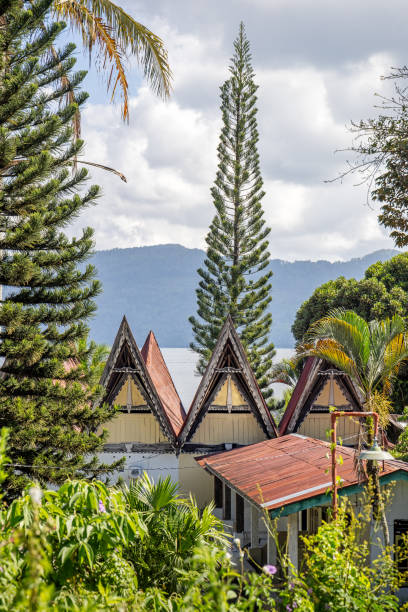 Traditional Temple tops in Bali. A temple towers among the lush jungle and green palms