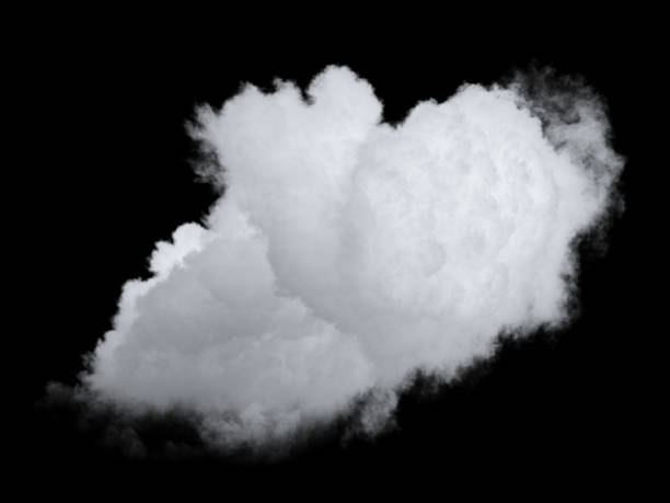 istock 3d rendering, abstract white realistic cloud isolated on black background. Sky clip art element 2149511887