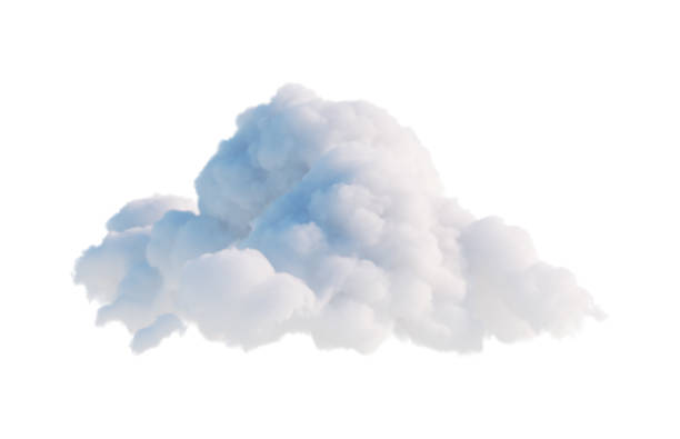 3d rendering. Cloud clip art isolated on white background. Fluffy cumulus. Abstract sky