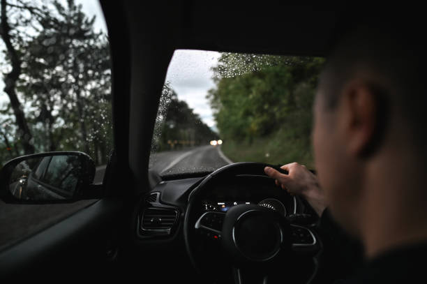 istock View from car driving in a storm. 2149517369