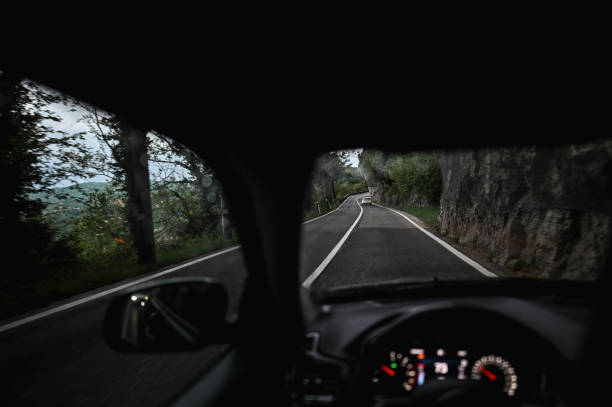 istock Driving car in a mountain highway. 2149517379