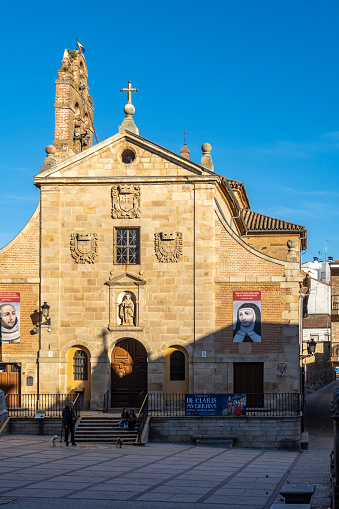 Alba de Tormes, Salamanca-Spain, April 20, 2024; Plaza Santa Teresa in the town of Alba de Tormes, place of interest for the death of St. Teresa of Jesus and her burial.