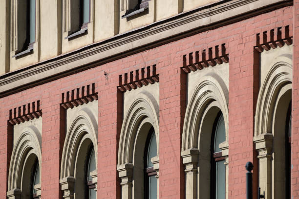 istock Architectural details of a building facade: arches and brickwork. 2149520435