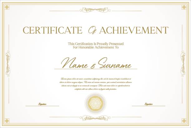 stockillustraties, clipart, cartoons en iconen met certificate or diploma template retro design illustration - diploma