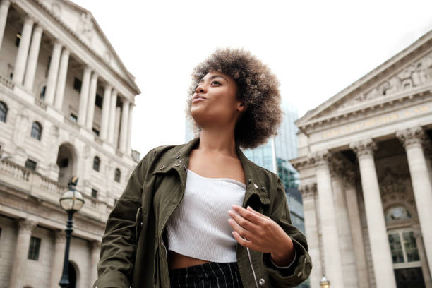 istock Female model in front of old building and doing a funny gesture. 2149525781