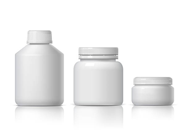 istock Cool Realistic White plastic bottle. Product Packing Cosmetic, medicine. 2149526244