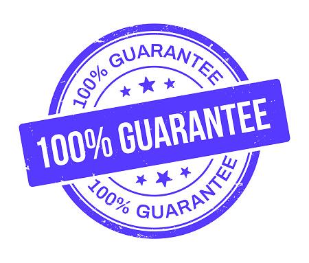100% stamp guarantee badge with grunge texture.