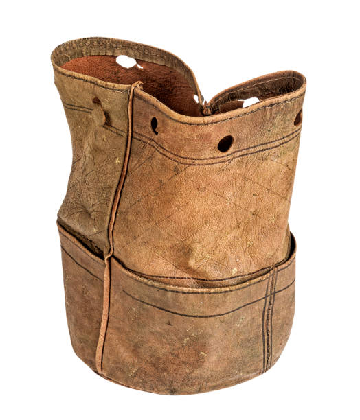 istock Old leather money sack on white 2149530377