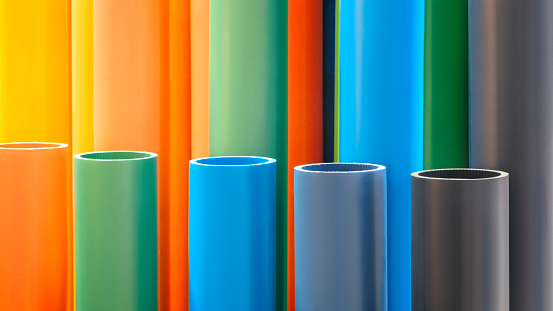 Abstract multicolor background made of plastic pipes as background, template or web banner