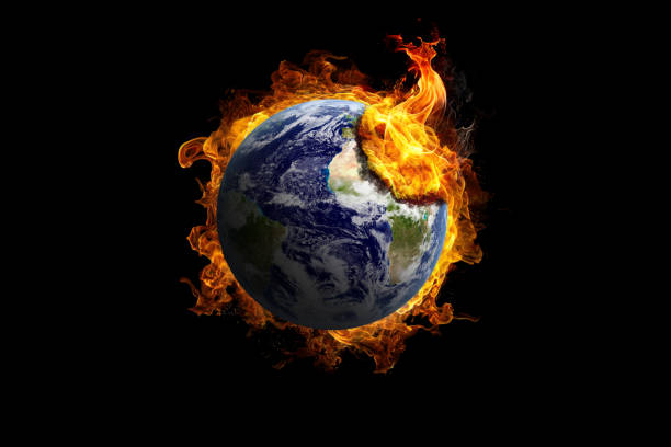 istock Earth burning in flames concept of global warming and catastrophe. This image elements furnished by NASA 2149530537