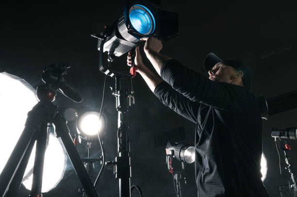 istock Studio Equipment Preparation by Caucasian Lighting Technician 2149531106