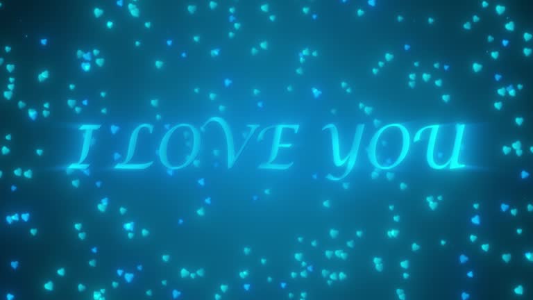 I Love You words text with flying hearts animation stock video