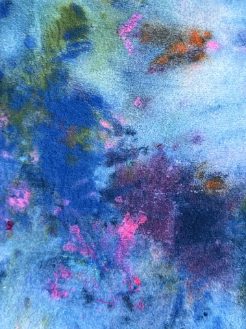 Hand dyed multi coloured fabric useful for backgrounds