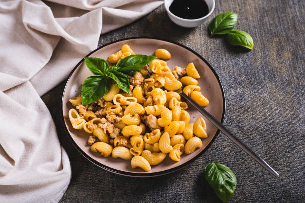 istock Navy pasta with ground meat in a plate on the table 2149533338