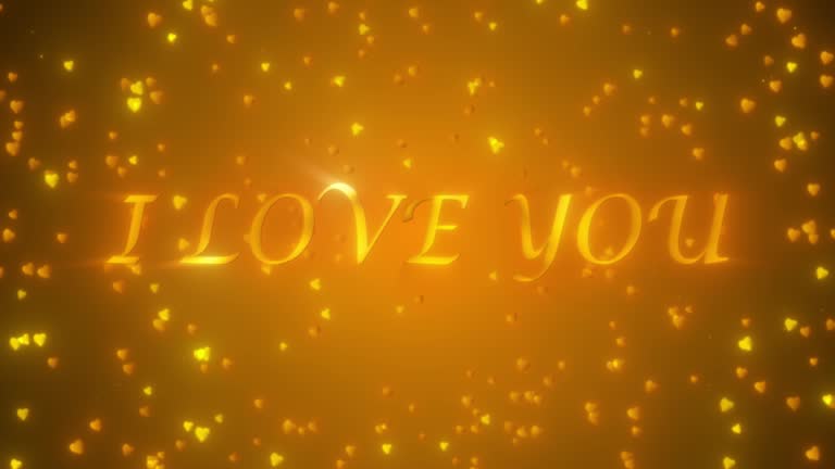 I Love You words text with flying hearts animation stock video